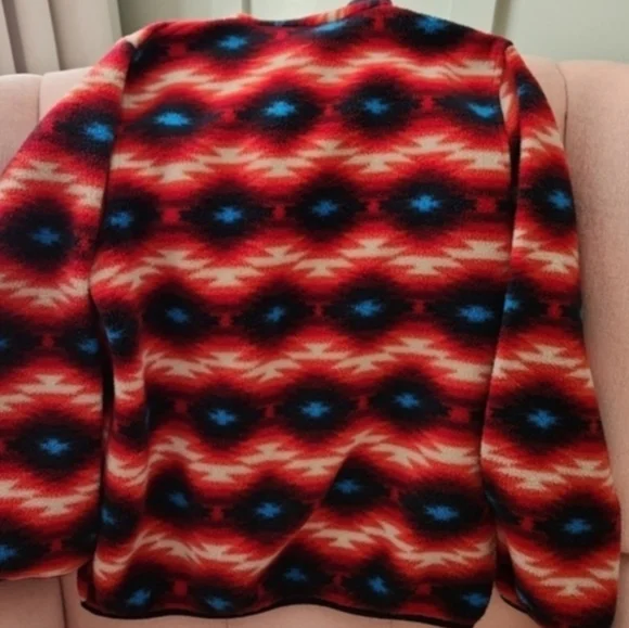Patagonia Red and Blue Patterned Fleece Pullover - Picture 3 of 5